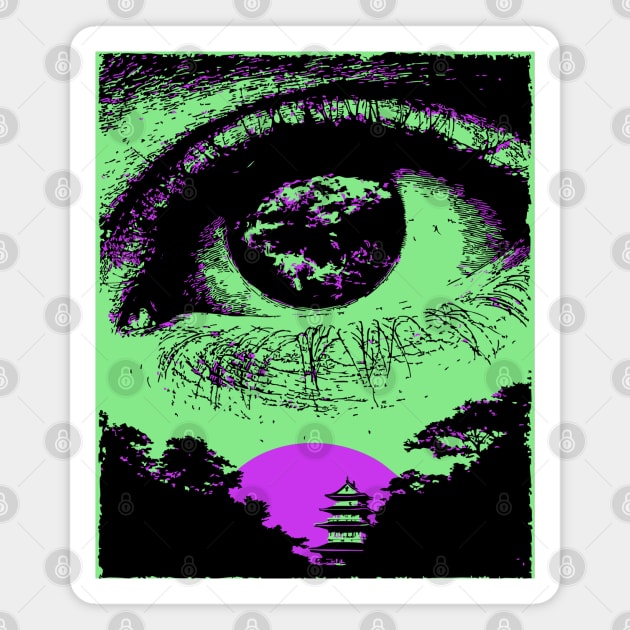 Psychedelic Eye - Retro Vaporwave All Seeing Eye Magnet by TuncGK